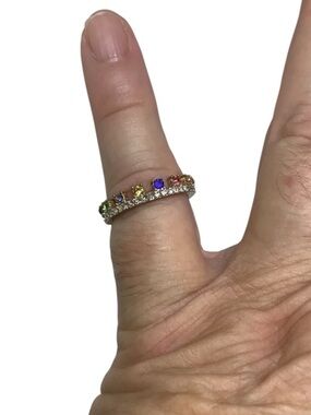 BaubleBar Gold-Tone Rainbow CZ Eternity Band Ring - Multicolor